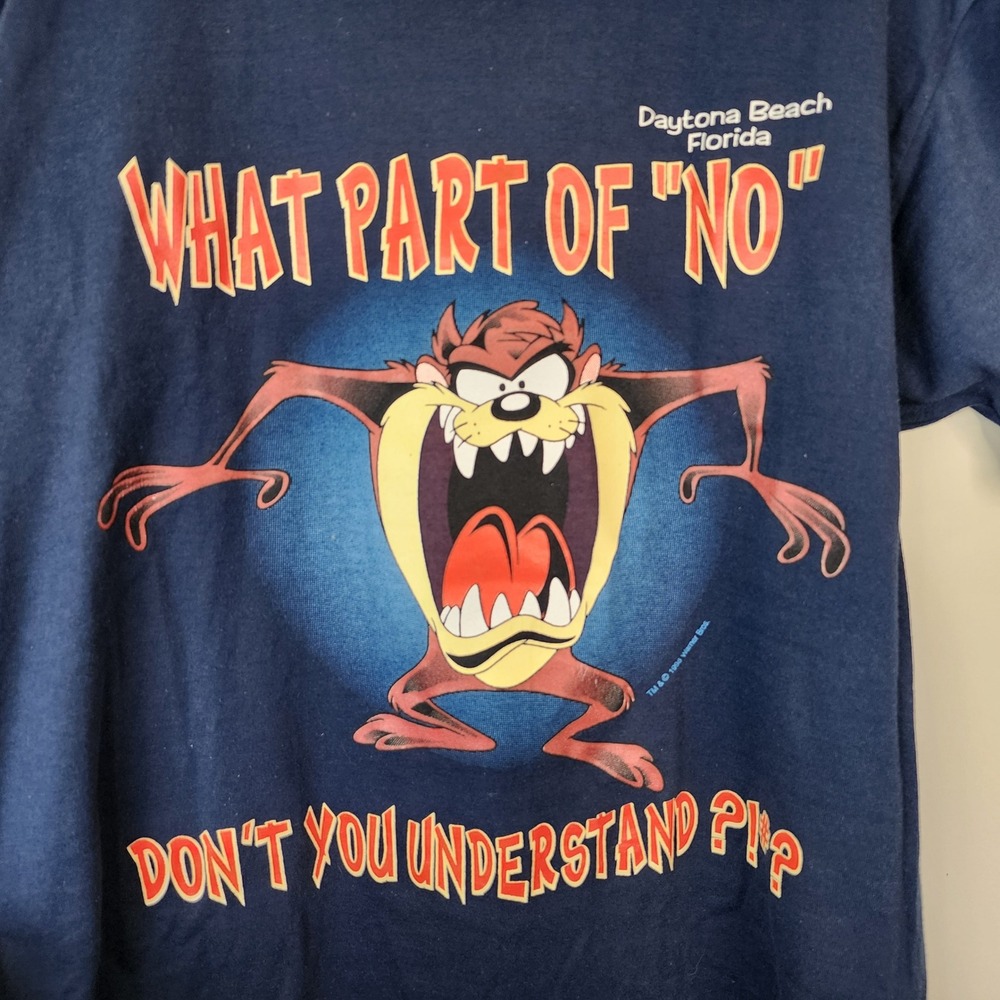 VTG 1996 Taz Daytona Beach Florida T-Shirt Mens Large Navy Jerzees Looney Tunes - Picture 2 of 6